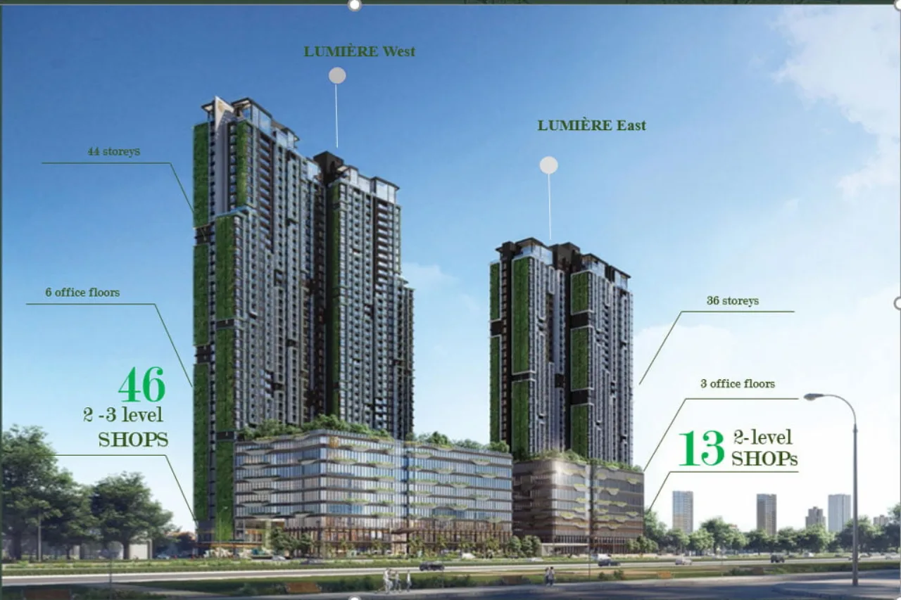 Mat ngoai tong the cua cac can   Shophouse Lumiere Riverside 1